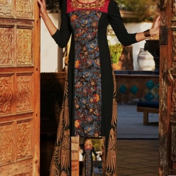 Soft Surroundings Women's Embellished Embroidered Icon Sultana Maxi Dress Large - Picture 7 of 10